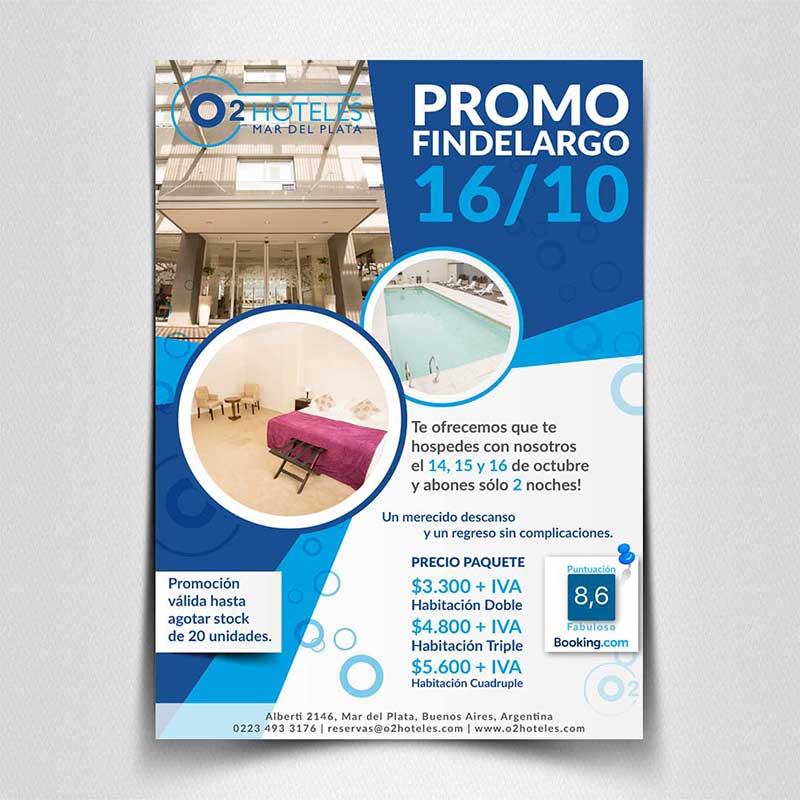 Flyer promocional para O2 Hoteles  Mar del Plata