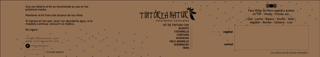Gráfica para packaging de tintura natural artesanal para Tintorea Natur | colorantes&teñidos